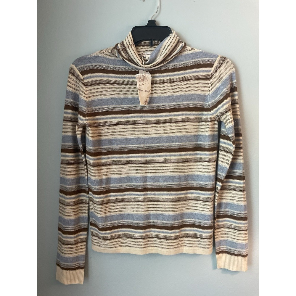 Hem & Thread Soft Long Sleeve Striped‎ Sweater Women's Size S NWT